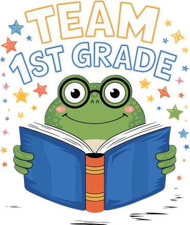 Team 1st Grade Frog Reading Book Stars Book Lover School Toddler Hoodie