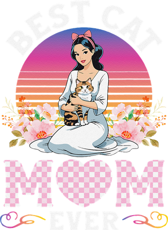Cute Girl Hugging Oriental And Flowers Best Cat Mom Ever Hat