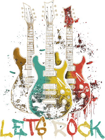 Lets Rock Rock N Roll Guitar Retro Graphic Women's Long Sleeve Shirt