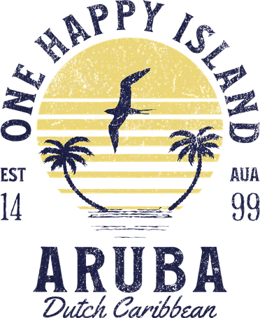 One Happy Island Aruba Retro Sunset Palm Ocean Vintage Kids Sweatshirt