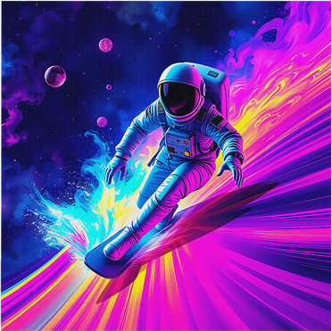 Astronaut Surfing Cosmic Rainbow Wave Graphic Design Art Doddie Hoodie