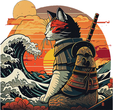 Japanese Retro Samurai Cat The Great Wave By Hokusai Baby Bodysuit