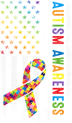 Autism Awareness Puzzle Ribbon Usa Flag T-Shirt