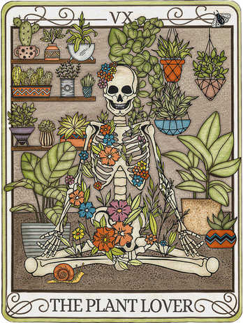 Tarot Card The Plant Lover Skeleton Spooky Season Halloween Sweatshirt