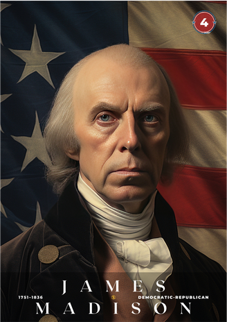 James Madison 4th President Of The United States Portrait Women's T-Shirt