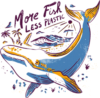 More Fish Less Plastic Whale Ocean Nature Sea Environment Kids T-Shirt
