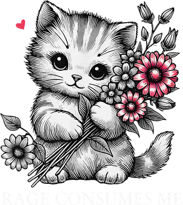 Cute Cat Rage Consumes Me Funny Sarcastic Kitten Flower Baby Bodysuit