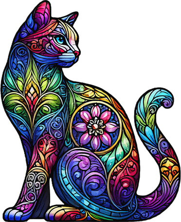 Stained Glass Window Cat Art Coffee Mug