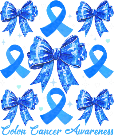 Retro Coquette Bow Blue Ribbon Colon Cancer Awareness Women's Hoodie