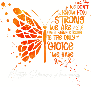 Butterfly Orange Ribbon Multiple Sclerosis Awareness Ornament