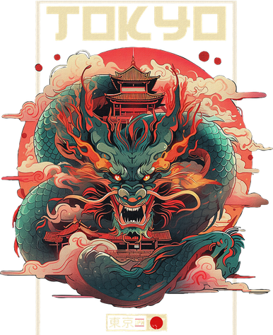 Tokyo Inspired Vintage Style 80s Retro Japanese Asian Dragon Toddler T-Shirt