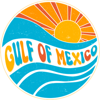 Vintage Gulf of Mexico Retro Sun Emblem Button