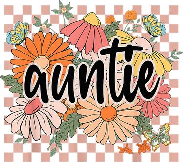 Auntie Floral Mother'S Day Wildflower Girl Checkered Kids Long Sleeve Shirt