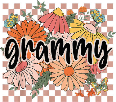 Grammy Floral Mother'S Day Wildflower Girl Checkered Toddler T-Shirt