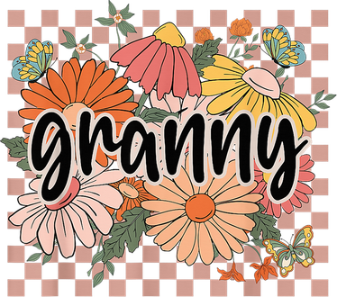 Granny Floral Mother'S Day Wildflower Girl Checkered Baby Bodysuit