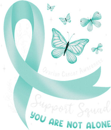 Support Squad Ovarian Cancer Awareness Teal Ribbon Butterfly Bucket Hat