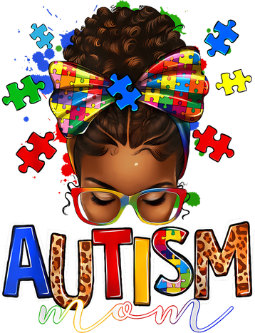 Autism Mom Messy Bun Black Women Autism Awareness Puzzle Women's Hoodie