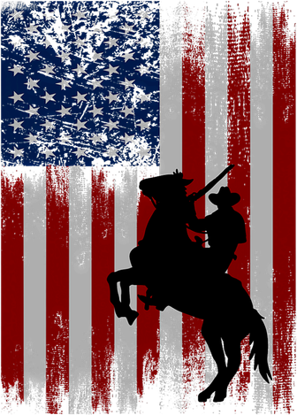 Vintage Usa American Flag Cowboy Rodeo Roping Horse Riding Women's Long Sleeve Shirt
