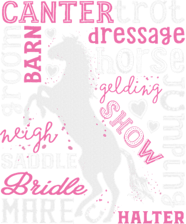 Horse Typography Word Art Horseback Riding Equestrian Women's T-Shirt