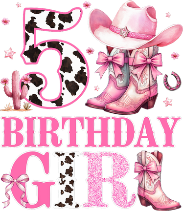 5th Birthday Girl Rodeo Western Cowgirl Birthday Party  Kids T-Shirt