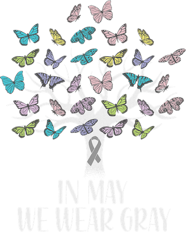 In May We Wear Gray Brain Cancer Awareness Butterfly Tree Hat