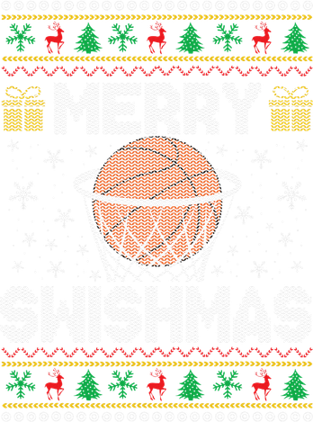 Merry Swishmas Ugly Christmas Sweater Basketball Christmas Button