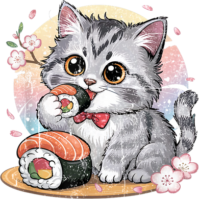 Kawaii Cat Eating Sushi Cute Anime For Cat Lovers Ceramic Ornament