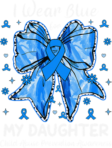 Coquette Bow I Wear Blue For My Daughter Child Abuse Polo