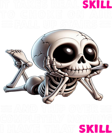 Skeleton It Takes Real Skill To Choke On Air Fall Up Stairs Sweat Doggie Tank