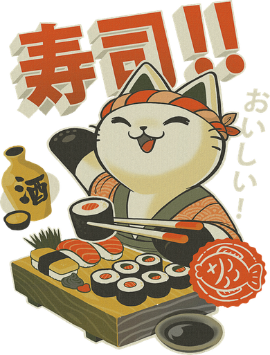 Funny Sushi Cat Chef Ornament