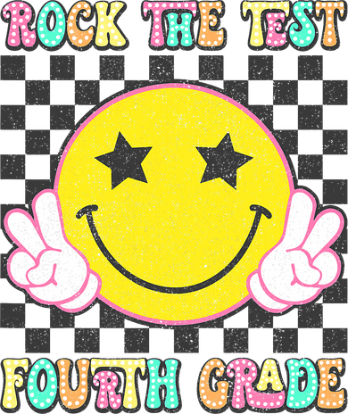 Rock The Staar Test Testing Day Smile Face Groovy Teacher  Apron