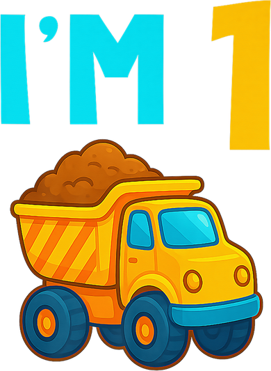 1st Birthday Cartoon Dump Toy Truck Construction I'M 1 One Baby Bodysuit