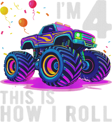Birthday Monster Truck 4 Year Old Boy 4th Birthday Party Toddler T-Shirt