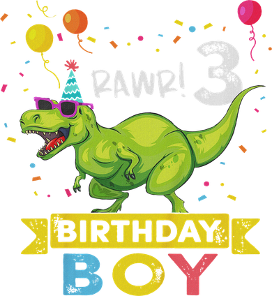 3 Year Old 3rd Birthday Boy T Rex Dinosaur Button