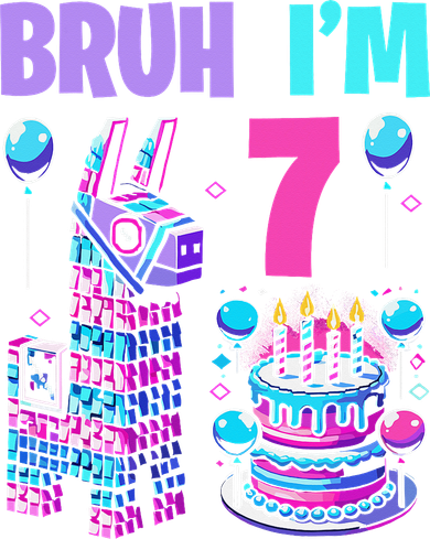 7th Birthday Party Llama Pinata Girl Bruh Im 7 Kids T-Shirt