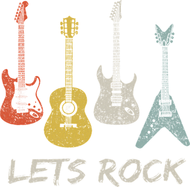 Lets Rock Rock N Roll Guitar Retro Gift Women Toddler Long Sleeve