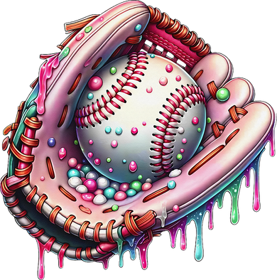 Baseball Drip Ice Cream Sprinkles Baseball Glove Button