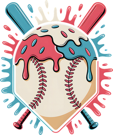 Baseball Ice Cream Dripping Baseball Home Plate Drip Women's Dry Zone Grid Polo