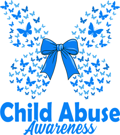 Child Abuse Awareness Month Blue Butterfly Coquette Bow Women's Hoodie