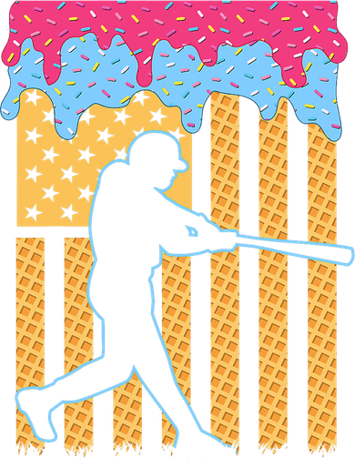 Baseball Drip Bat B.oys Ice Cream American Flag 4th Of July Women's T-Shirt