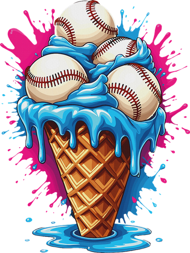 Baseball Ice Cream Funny Ice Cream Baseball Drip Watercolor Women's Tank Top