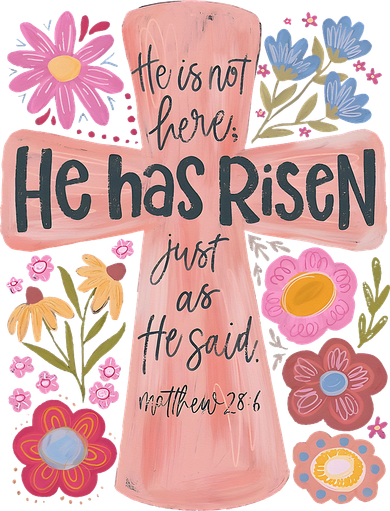 He Has Risen Boho Floral Cross Christian Easter Hat