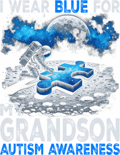 I Wear Blue For My Grandson Autism Awareness Astronaut Tote Bag