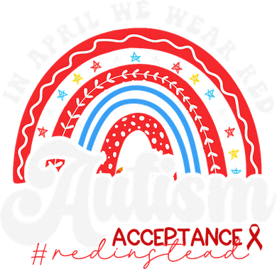 In April We Wear Red Autism Awareness Acceptance Red Button