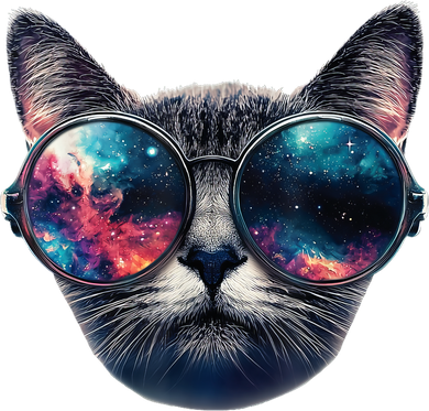Cat Space Glasses Sunglasses Universe Meme Funny Graphic  Santa Hat