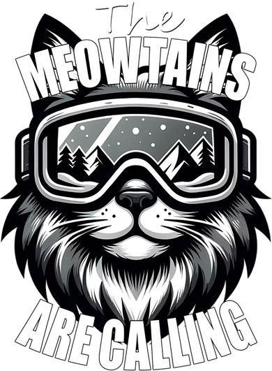 Funny Cat The Meowtains Are Calling Snowboard Ski Lover Women's Long Sleeve Shirt