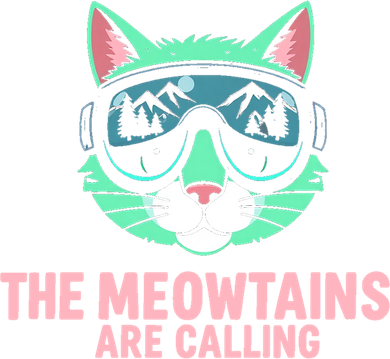 Funny Skiing Cat The Meowtains Are Calling Ski Santa Hat