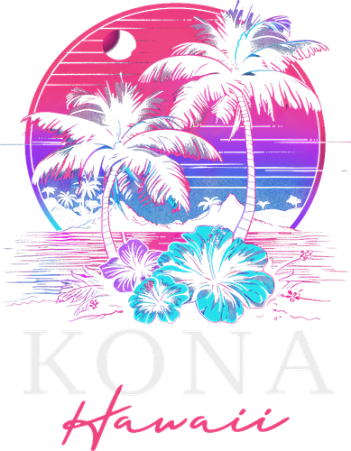 Kona Hawaii Hawaiian Hibiscus Flowers Surfer Souvenir Women's T-Shirt