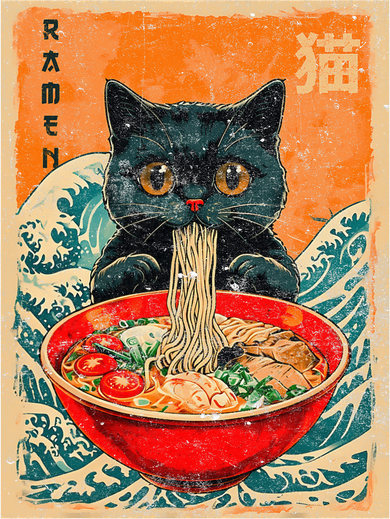 Cat Ramen Japanese Anime Funny Graphic Kawaii Cat Golf Towel