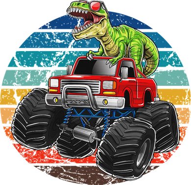 Retro Monster Truck Dinosaur Vintage Sunset Gift For Toddler Long Sleeve
